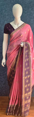 Big Butta Baby Pink Purple Tussar Silk Saree