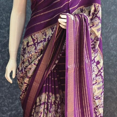 Viscose Purple Crepe Saree