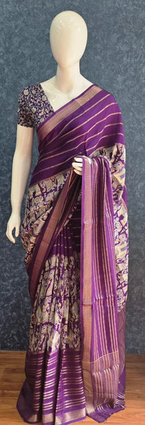 Viscose Purple Crepe Saree