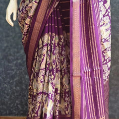 Viscose Purple Crepe Saree