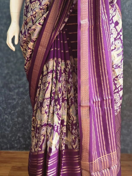 Viscose Purple Crepe Saree