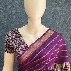 Viscose Purple Crepe Saree