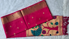 Paithani Rani Pink Chanderi Saree