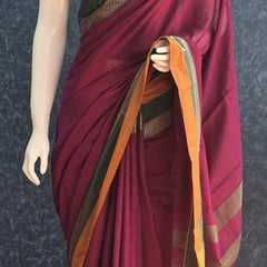Avani Border Magenta Cotton Saree