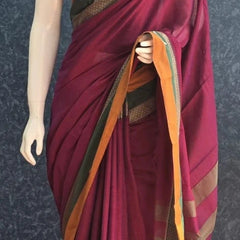 Dual colour  Border Cotton Saree