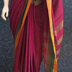 Dual colour  Border Cotton Saree