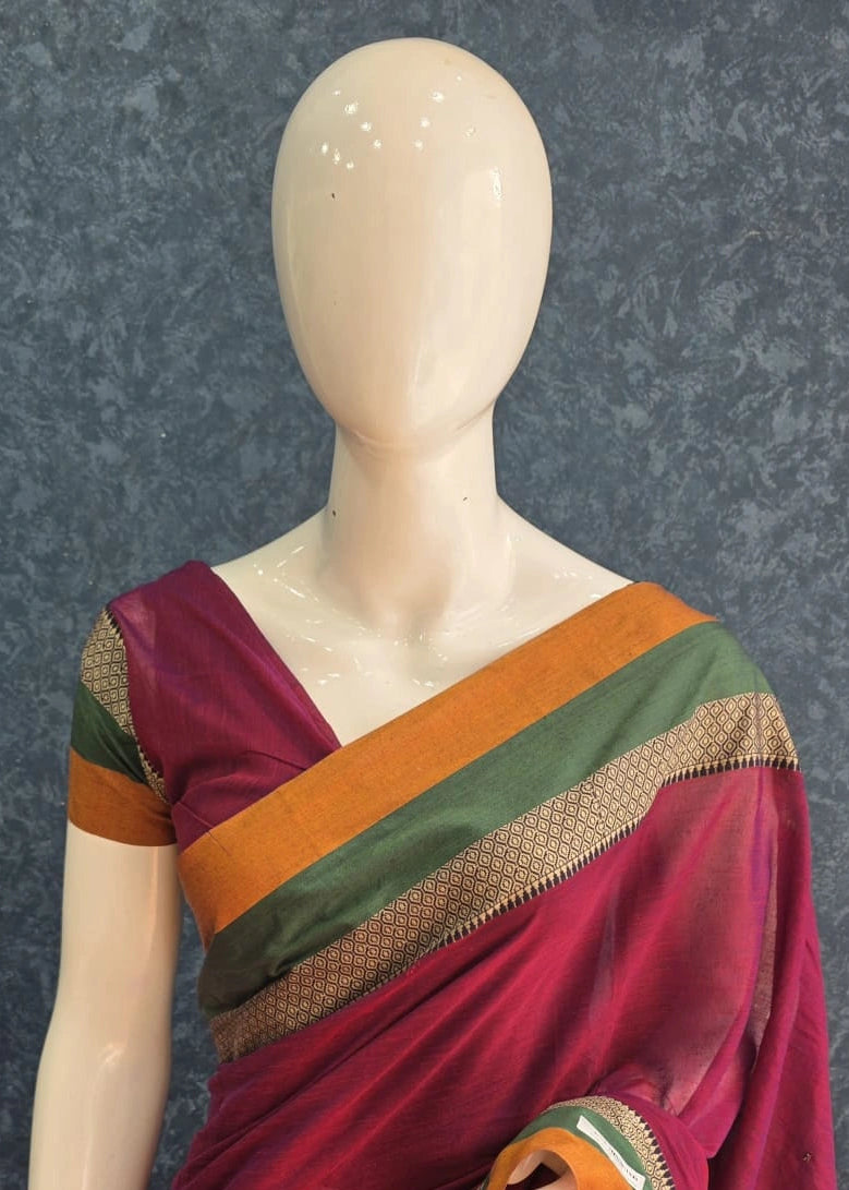 Avani Border Cotton Magenta
