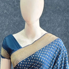 Crepe Butta Teal Blue Gorgette Saree