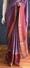 Checks Lavender Maroon Tussar Silk Saree