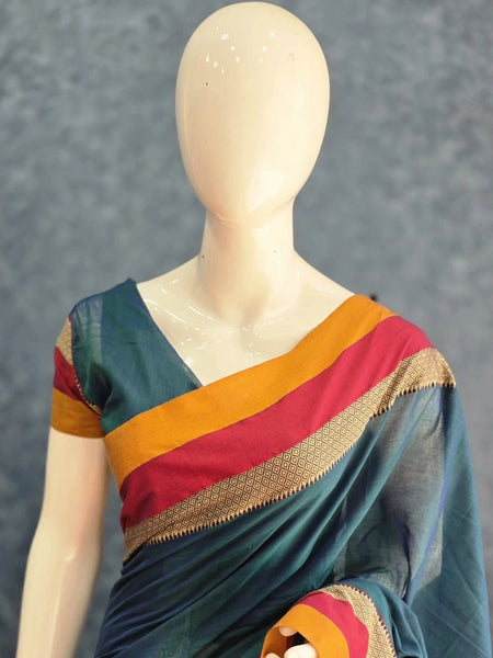 Avani Border Green Cotton Saree
