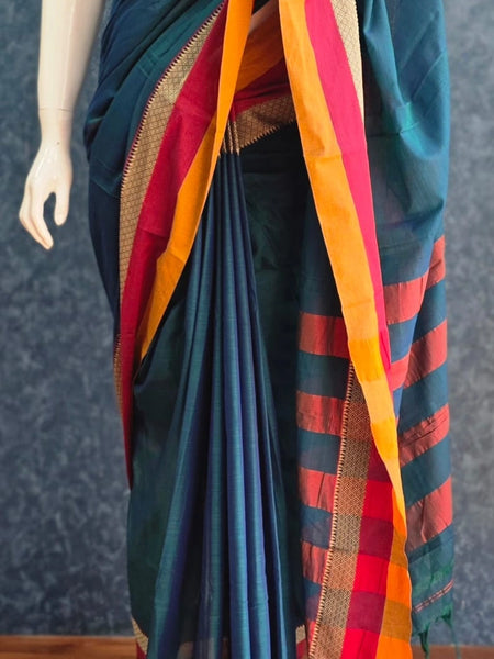 Avani Border Green Cotton Saree