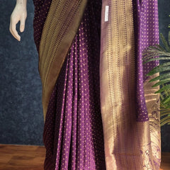 Small Butta Dark Purple Gorgette Crepe Saree