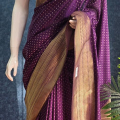 Small Butta Dark Purple Gorgette Crepe Saree