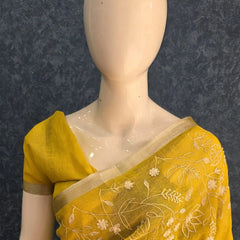 Embroider Linen Saree
