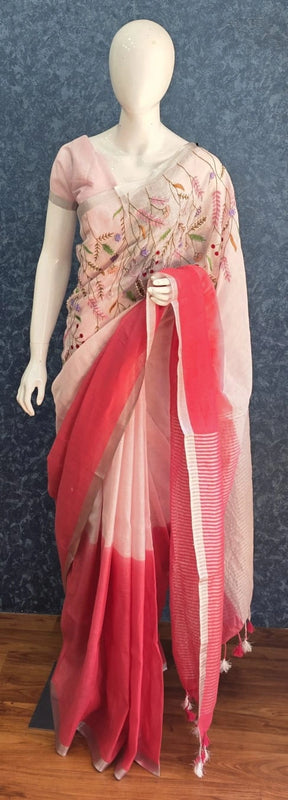 Embroider Linen Saree