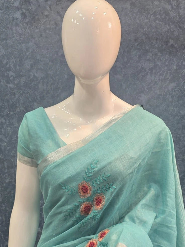 Embroider Linen Saree