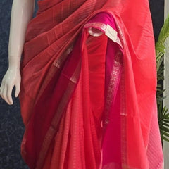 Bamboo Peach Pink Semi Silk Saree