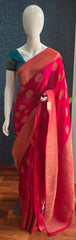 Semi Matka Silk - Pink Blue contrast