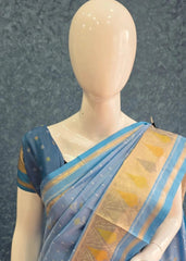 Tussar Ikkat- Blue