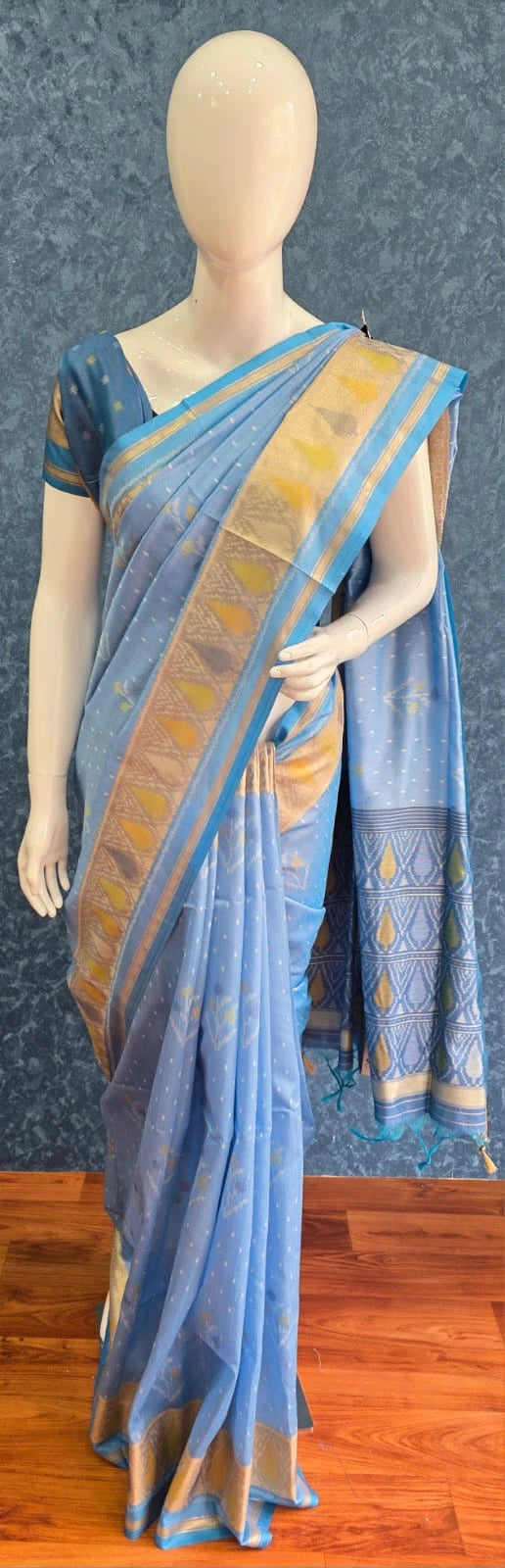 Tussar Ikkat- Blue