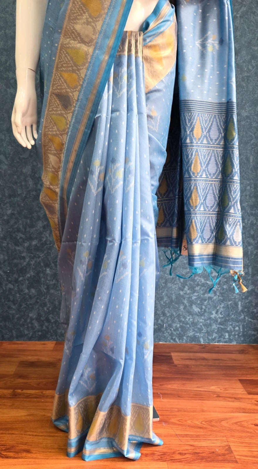 Tussar Ikkat- Blue