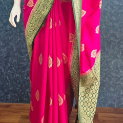 Contrast Rani Pink Green Matka Silk Saree