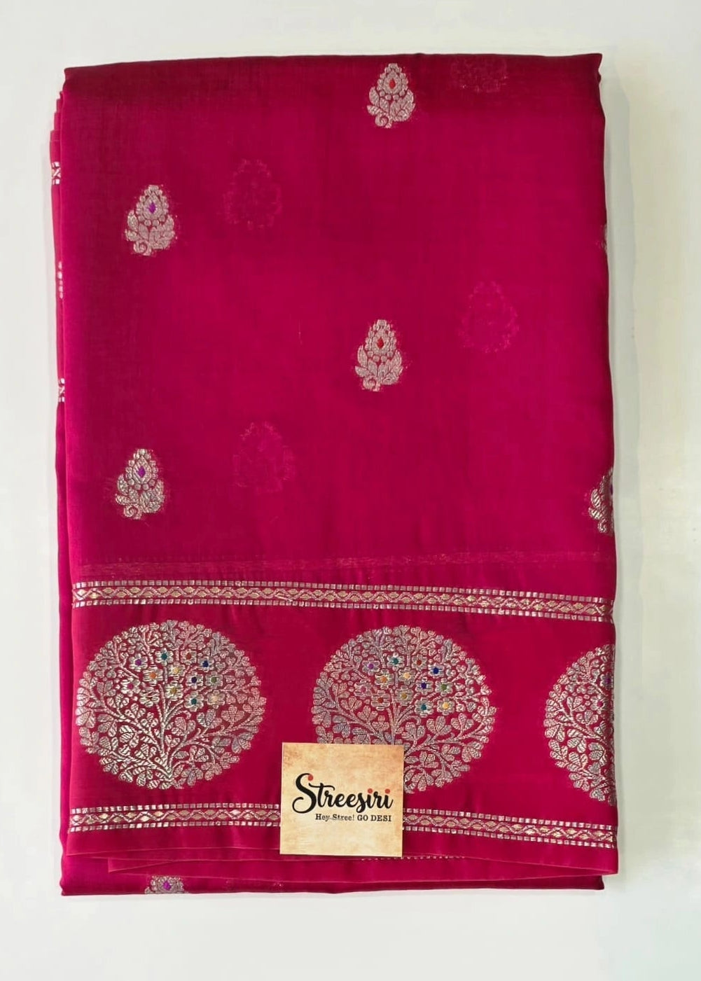 Raw Mango Pink Semi Silk Saree