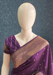 Raw Silk Meenakari - Purple