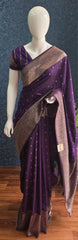 Raw Silk Meenakari - Purple