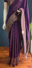 Raw Silk Meenakari - Purple