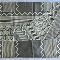 Womania Black Cream Stripes Cotton Saree