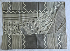 Womania Black Cream Stripes Cotton Saree