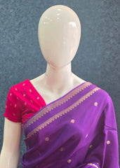 Semi Silk Bentex Border Purple Pink
