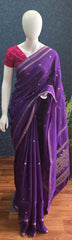 Semi Silk Bentex Border Purple Pink