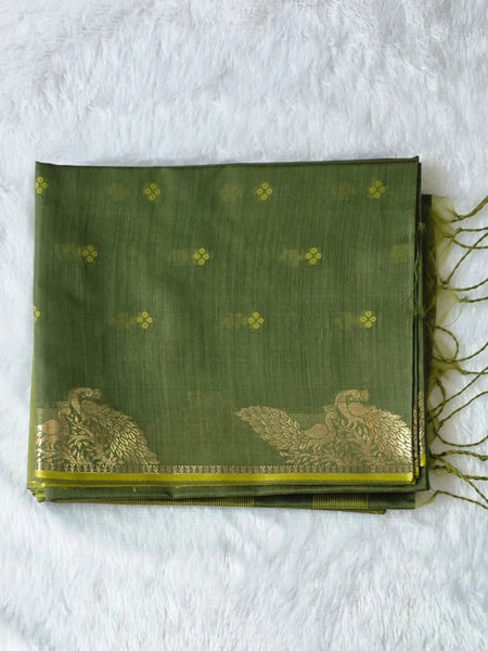 Chanderi Green Saree
