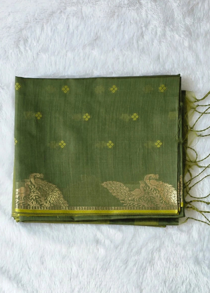 Chanderi Green Saree