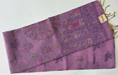 Jamdhani Lavender Linen Saree