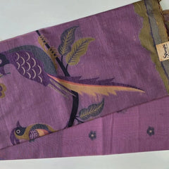 Jamdhani Lavender Flower Linen Saree