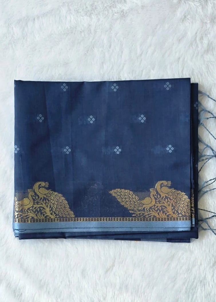 Chanderi Navy Blue Saree