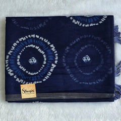 Trishya Indigo White Cotton Saree