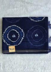 Trishya Indigo White Cotton Saree