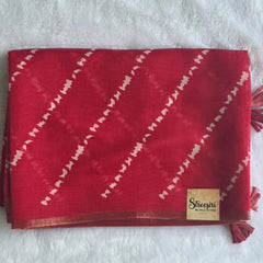 Trishya Red White Cotton Saree
