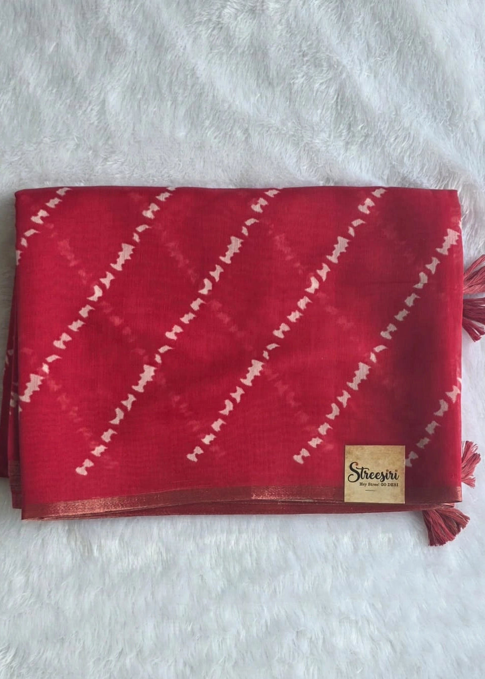 Trishya Red White Cotton Saree