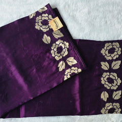 Raw Silk Purple Embroider Saree