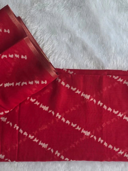 Trishya Red White Cotton Saree