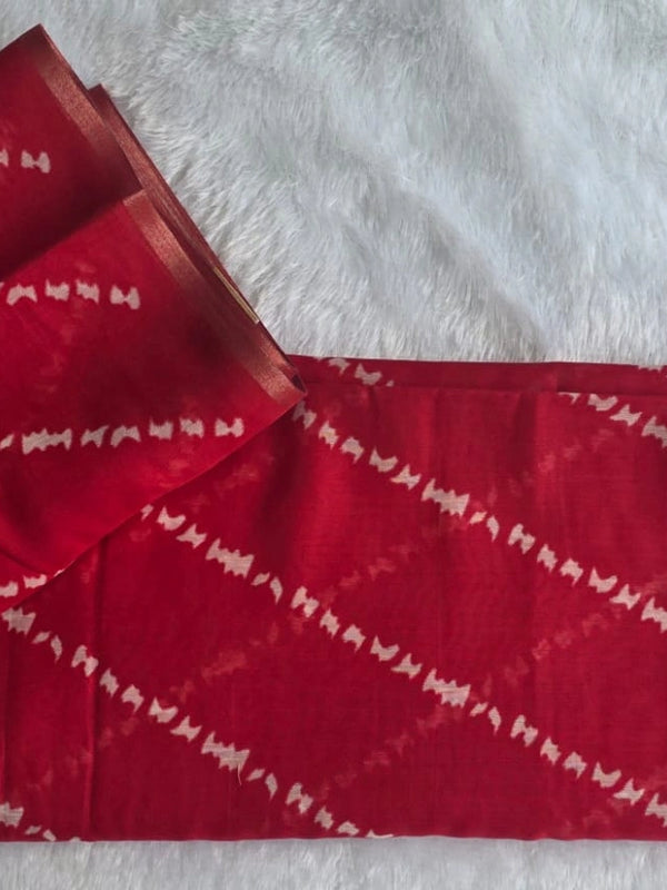 Trishya Red White Cotton Saree