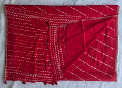 Trishya Red White Cotton Saree