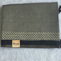 Trishya Checks Black Cotton Saree