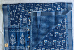 Light Weight Indigo Cotton Silk Saree