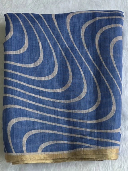 Light Weight Beige Powder Blue Cotton Silk Saree